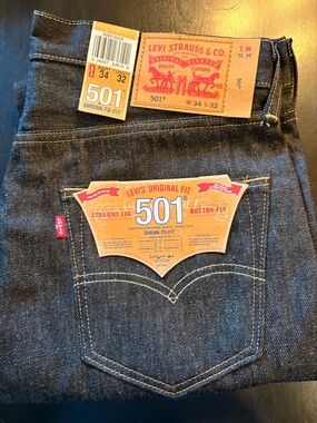 Levi's 501 Straight Men’s Jeans — Dark Blue Denim